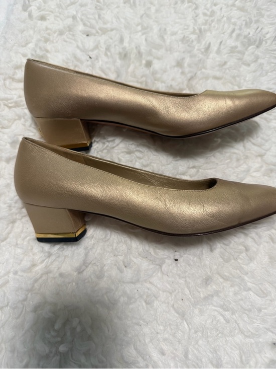 St. John Metallic Taupe Leather Pointed-Toe Pumps - Picture 2 of 5